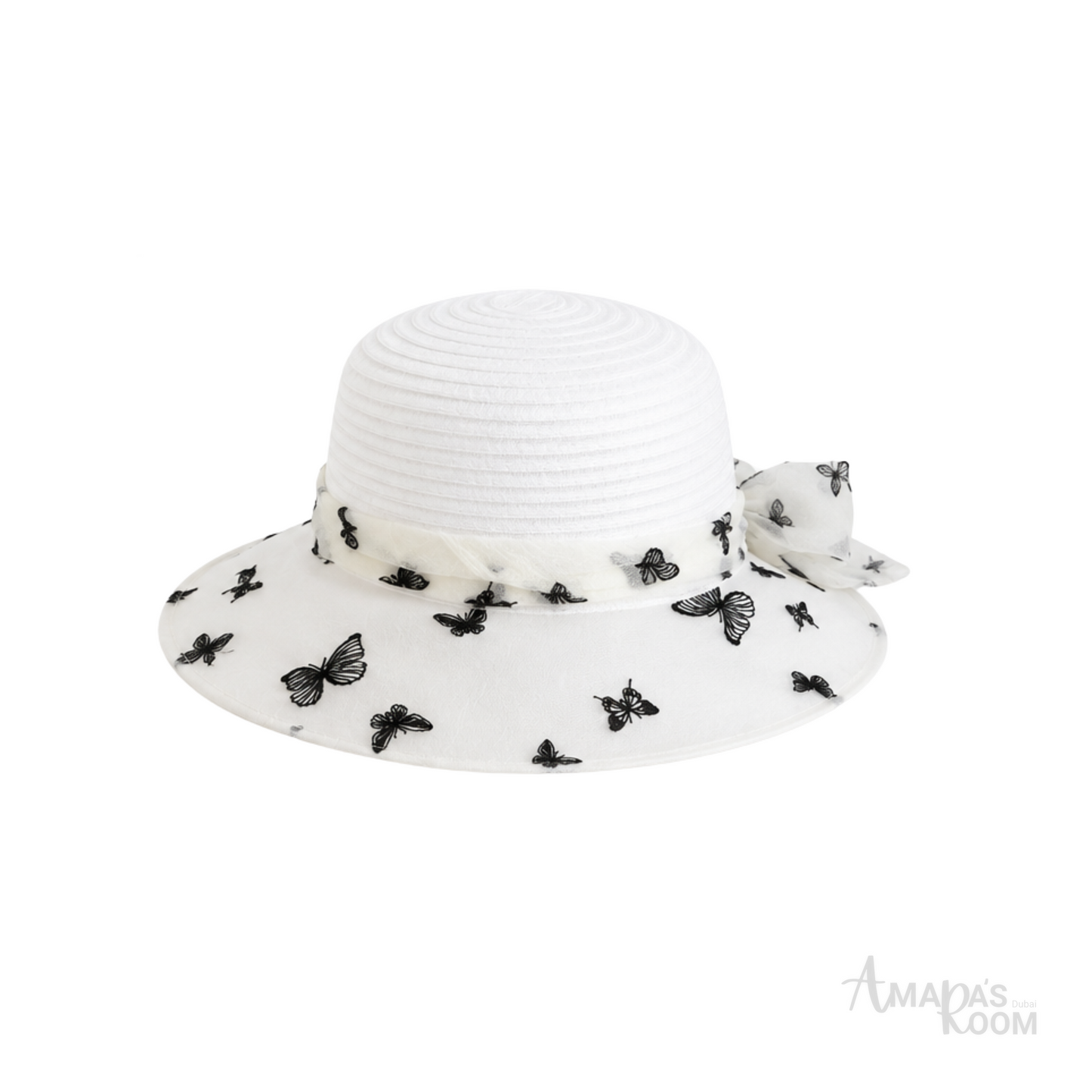 Dior D-Bobby Large Brim Butterfly Cap White Black