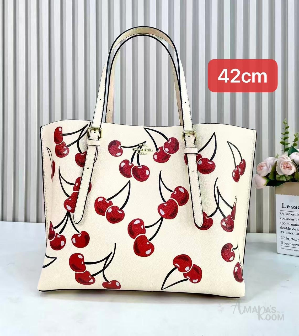 Coach Mollie Tote Bag 25 with Cherry Print