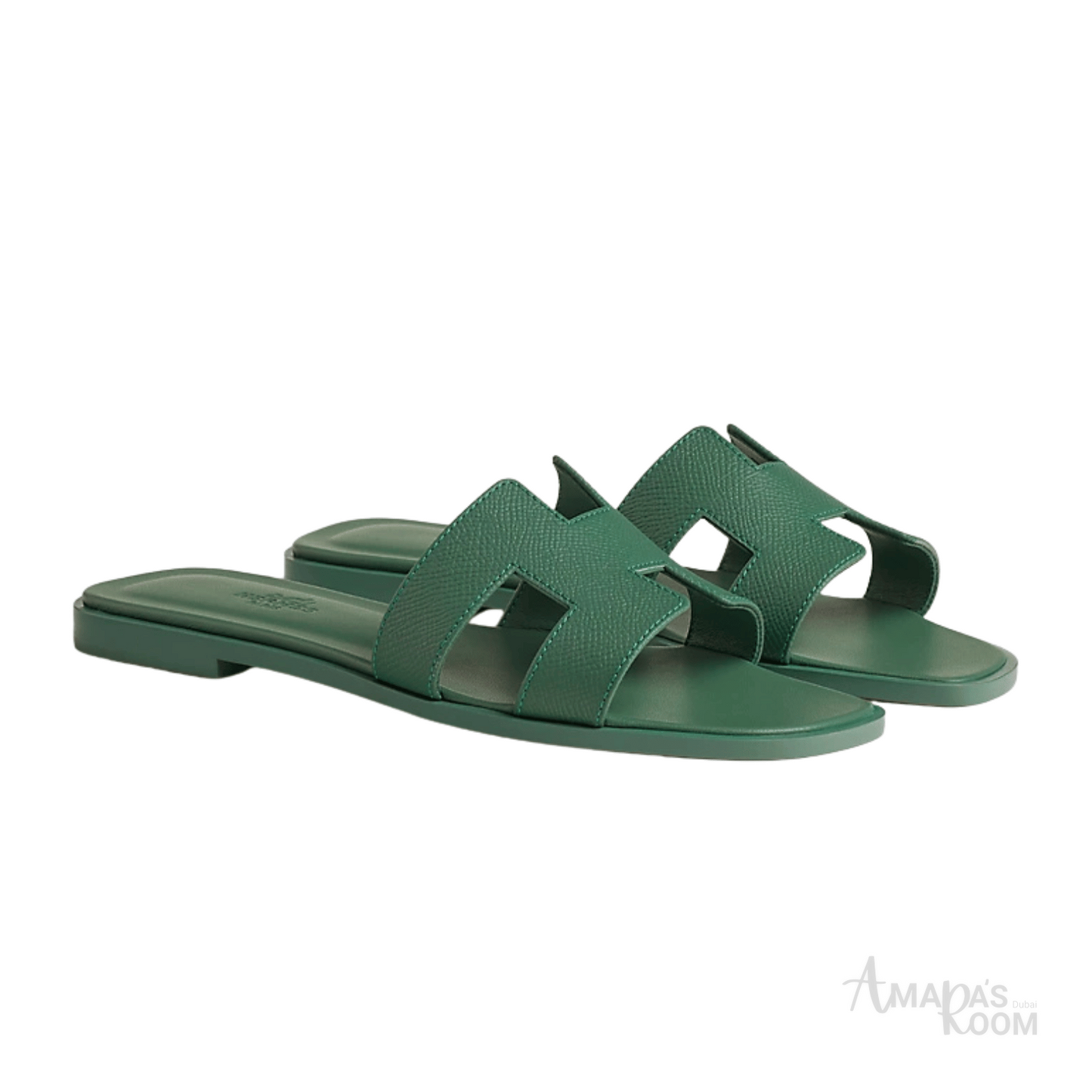 Oran Leather Slides – Olive Green – Amara UAE image 3