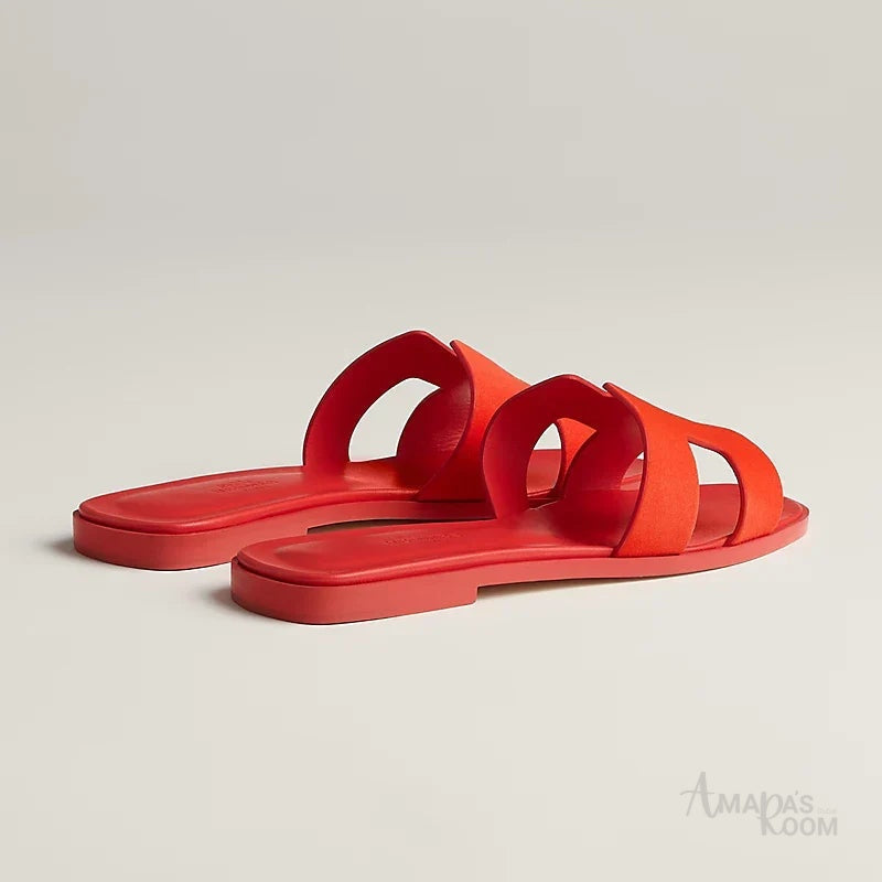 Oran Leather Slides – Sunset Orange – Amara UAE image 3