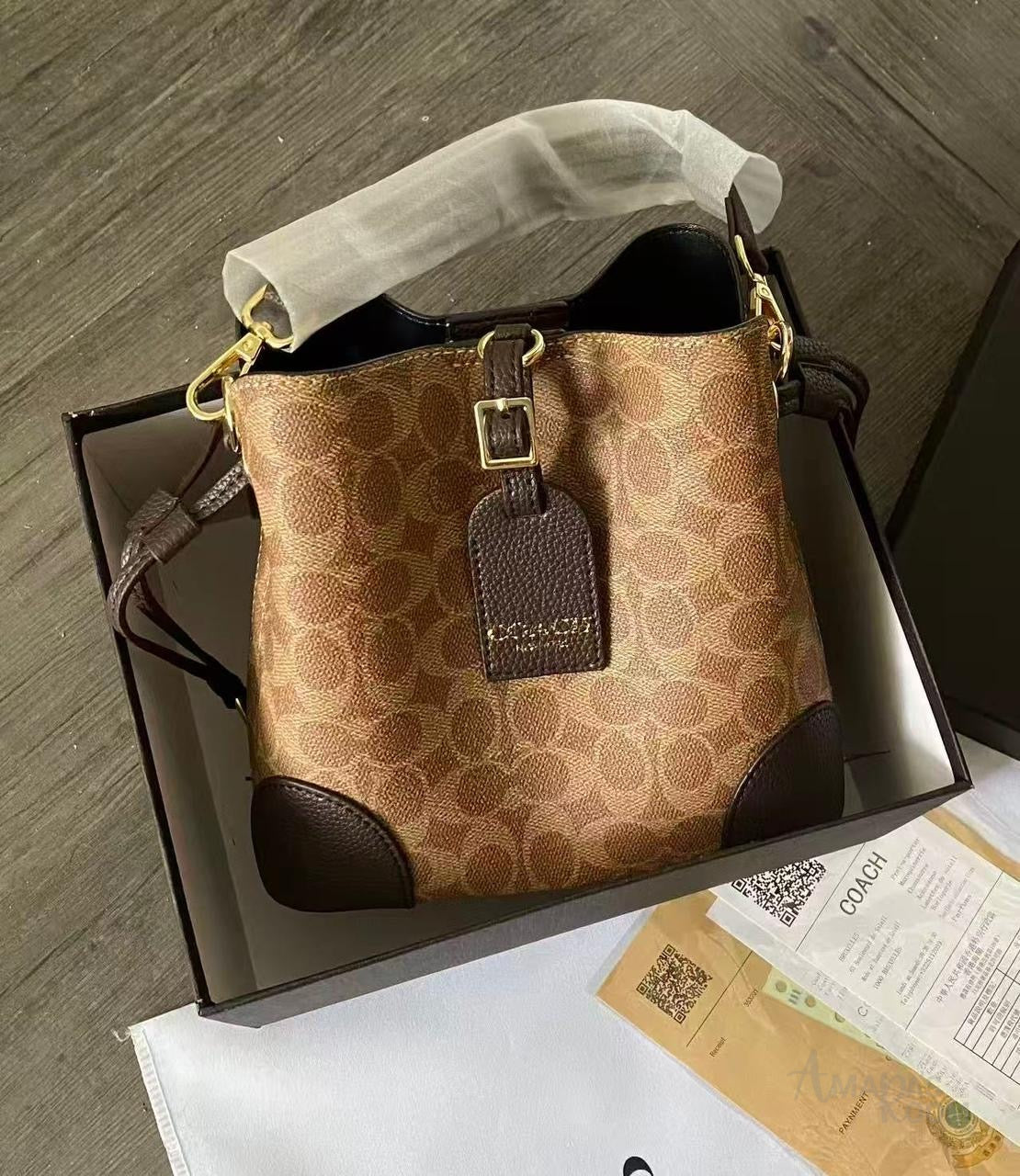 Coach Bag Town Bucket Brown