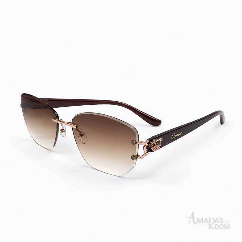 Cartier | Elegant Gold Rim Square Sunglasses