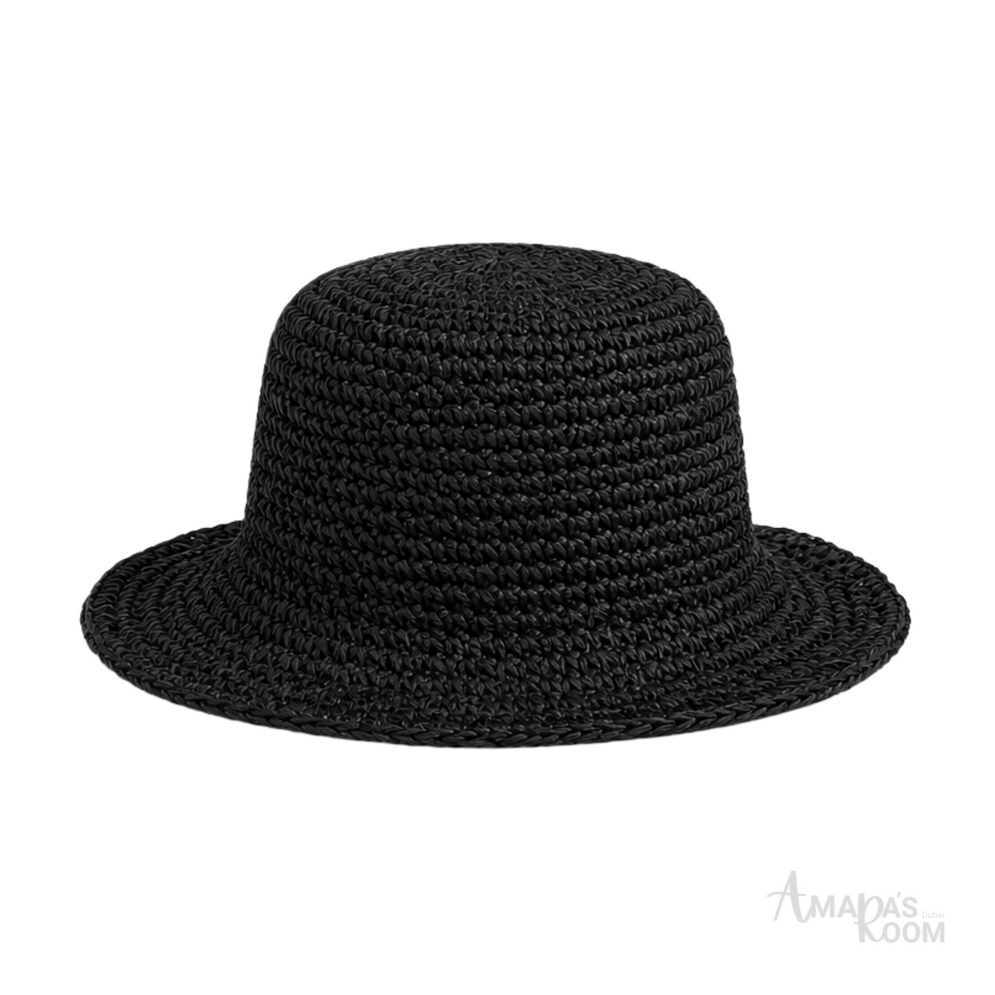 Miu Miu Raffia-Effect Bucket Cap Black