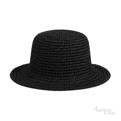 Miu Miu Raffia-Effect Bucket Cap Black
