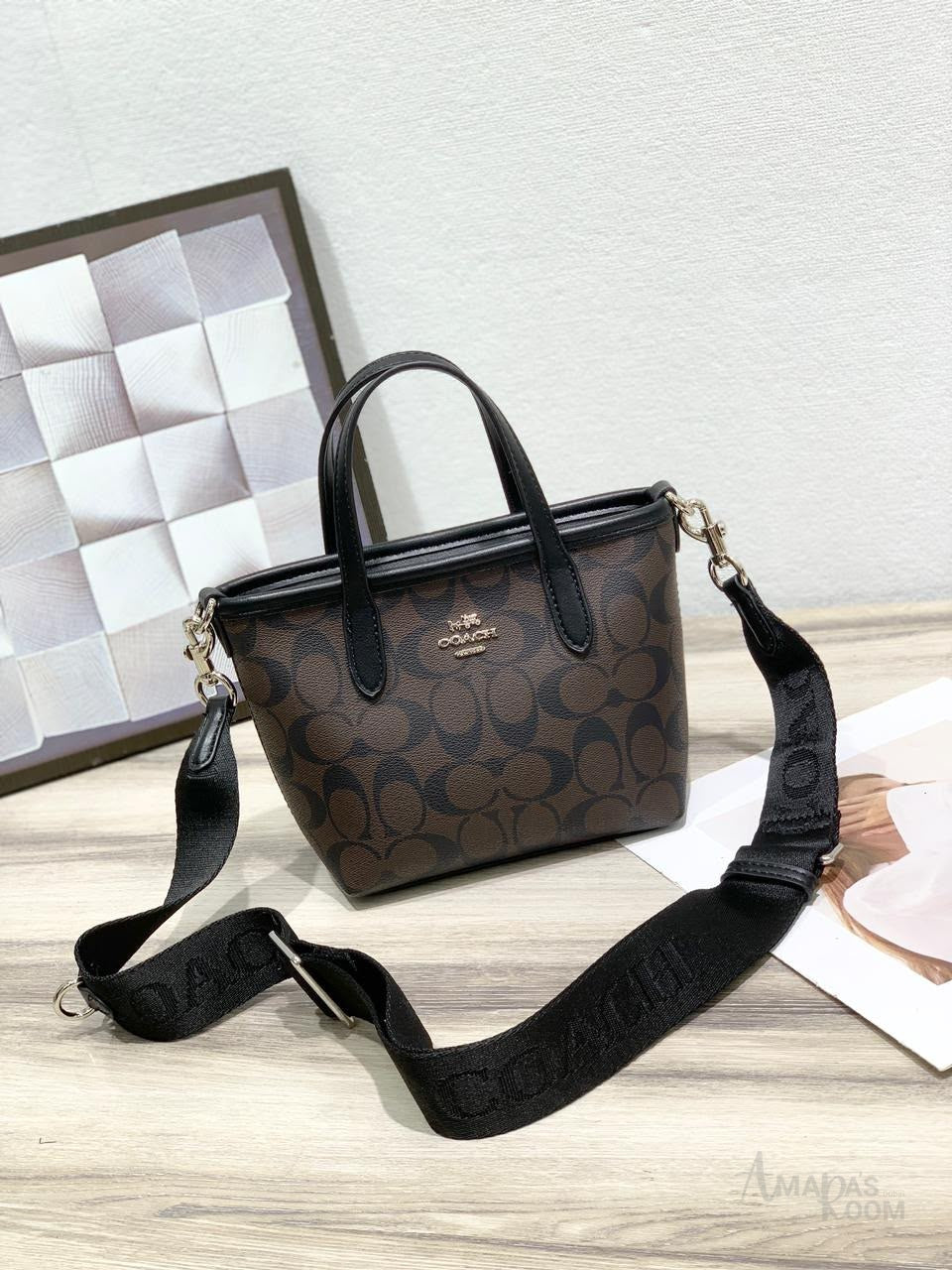 Coach Bag City Mini Tote in Signature Canvas Black