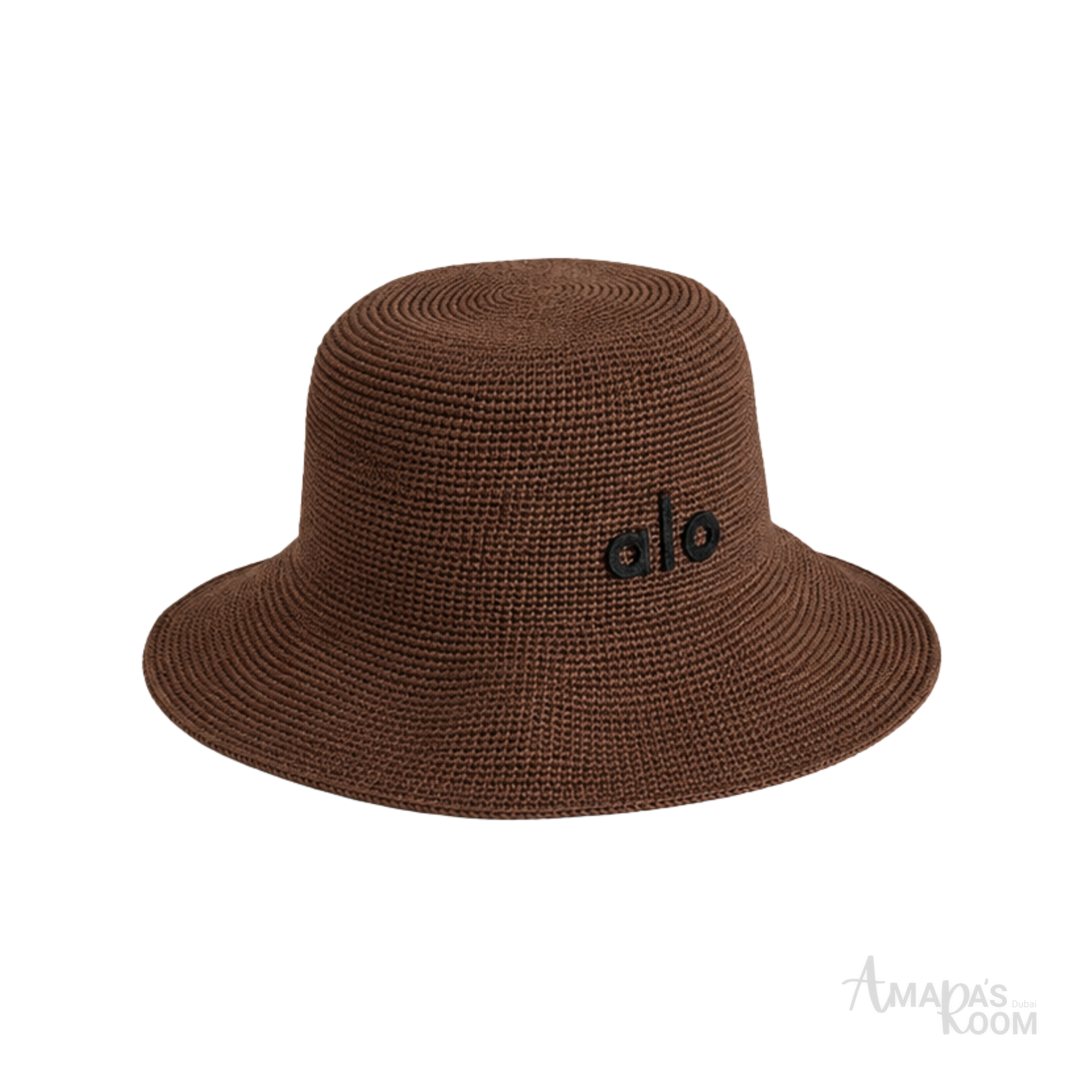 Alo Yoga Woven Raffia Bucket Cap Espresso Brown