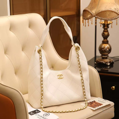 Chanel Bag | 25 Medium Hobo Light Beige Quilted Caviar
