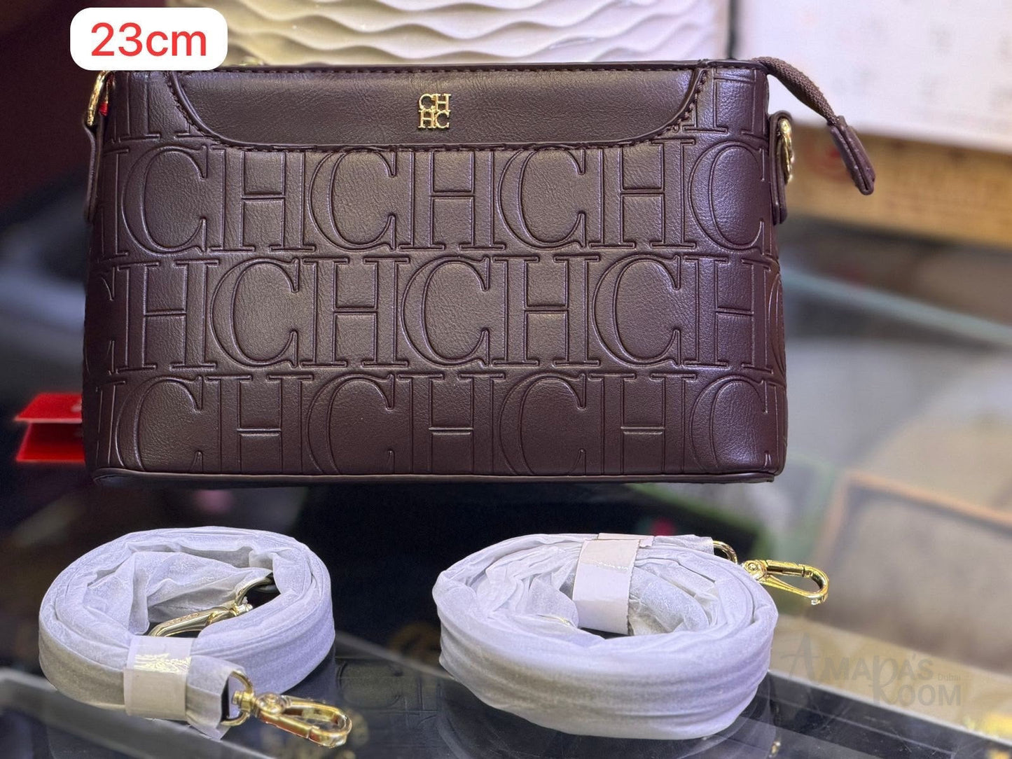 Carolina Herrera Bag Monogram Embossed Leather Crossbody