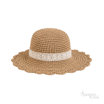 Miu Miu Crochet Straw Sun Cap Natural Beige