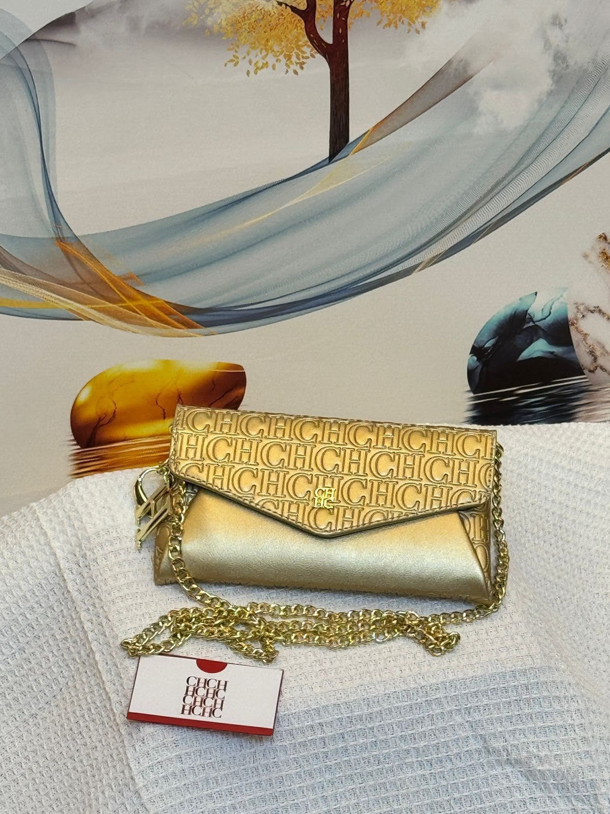 Carolina Herrera Bag Envelope Crossbody Wallet on Chain Shiny