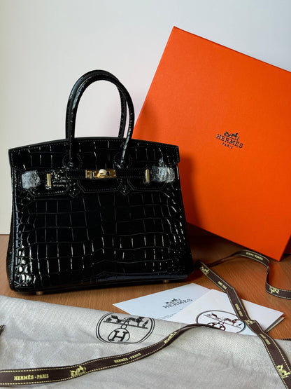 Hermès Bag | Birkin 35 Crocodile Black Gold Lock