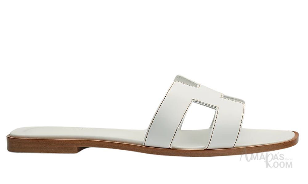 Oran Leather Slides – Pure White – Amara UAE