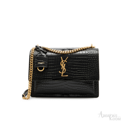 YSL Bag | Sunset Crocodile Leather Shoulder Bag