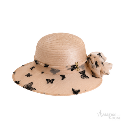 Dior Butterfly Tulle Straw Capeline Peach Beige – product view