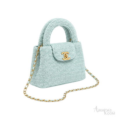 Chanel Mini Kelly Sea Green Raffia Bag