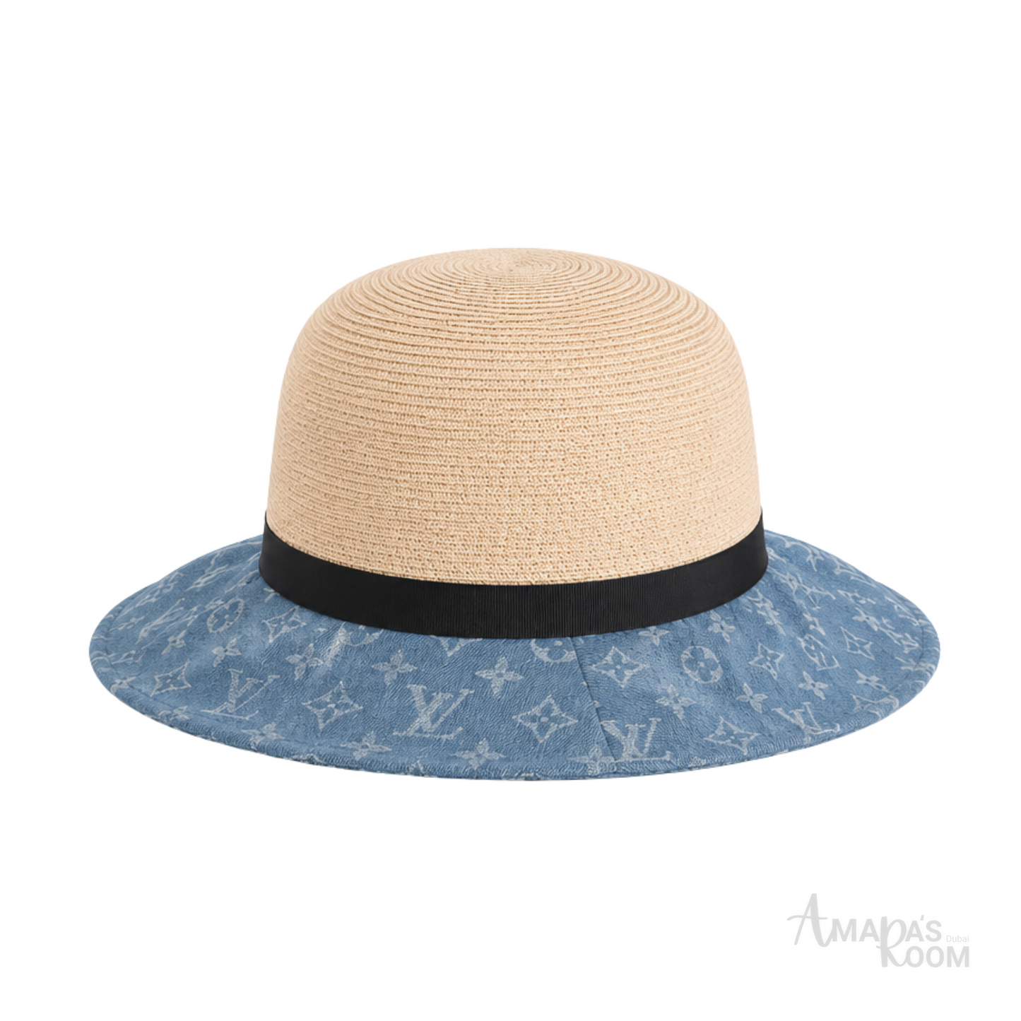 Louis Vuitton Dauphine Straw Bucket Hat Denim Blue – product view