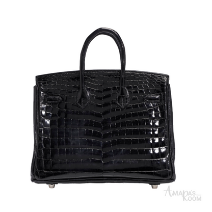 Hermès Bag | Birkin 35 Crocodile Black Silver Lock