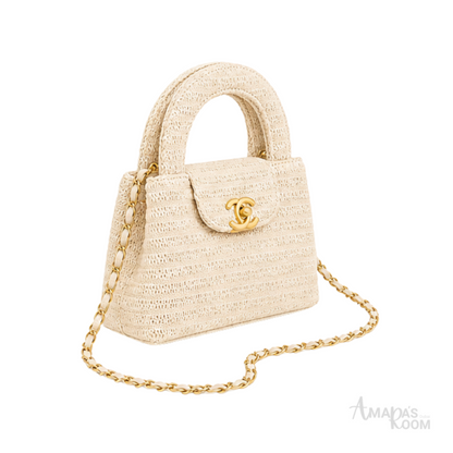 Chanel Mini Kelly Raffia Beige Bag