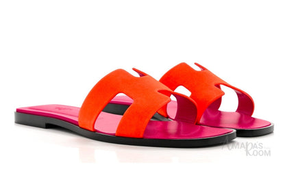 Oran Suede Slides – Vibrant Orange – Amara UAE image 3