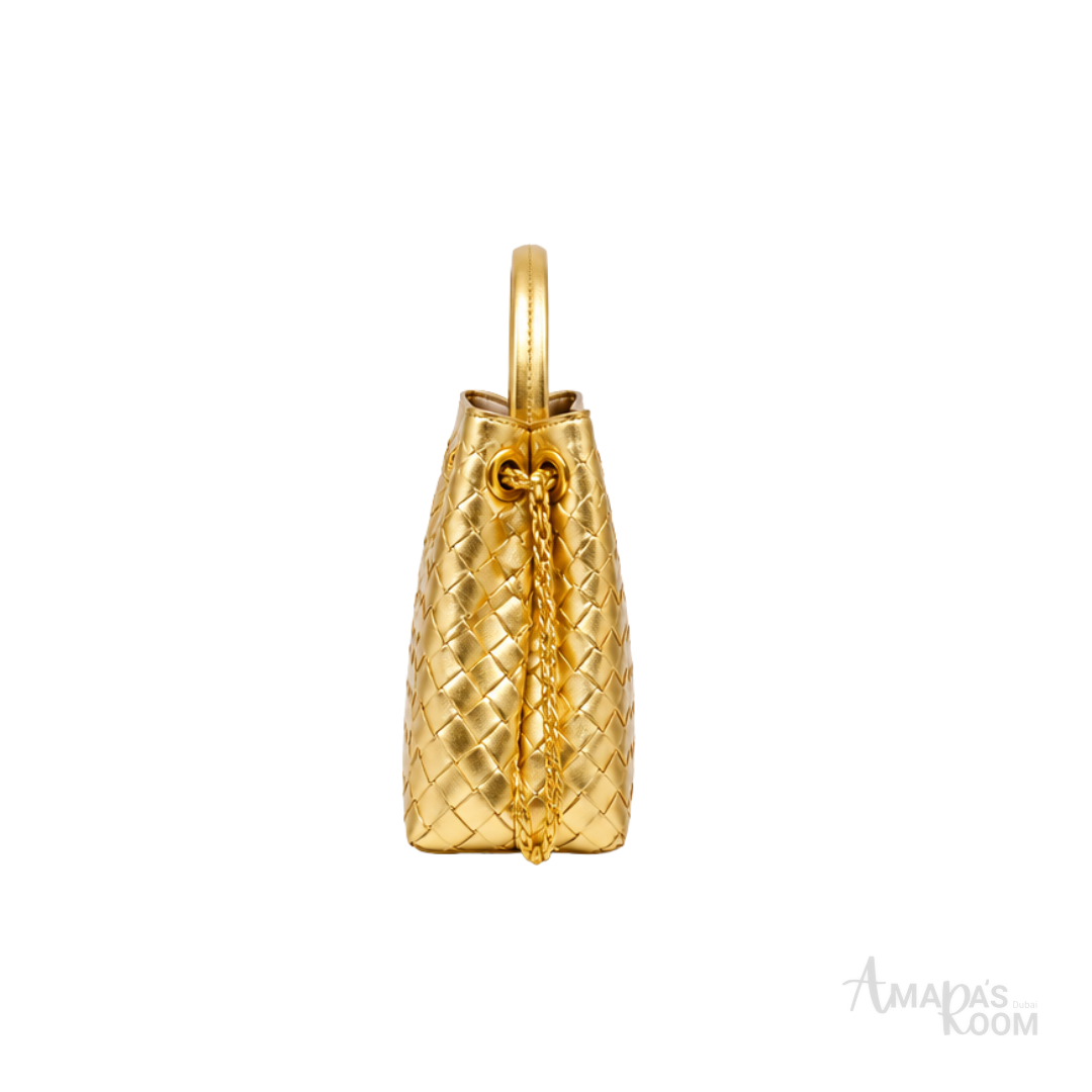 Bottega Veneta Small Andiamo Bag in Metallic Gold