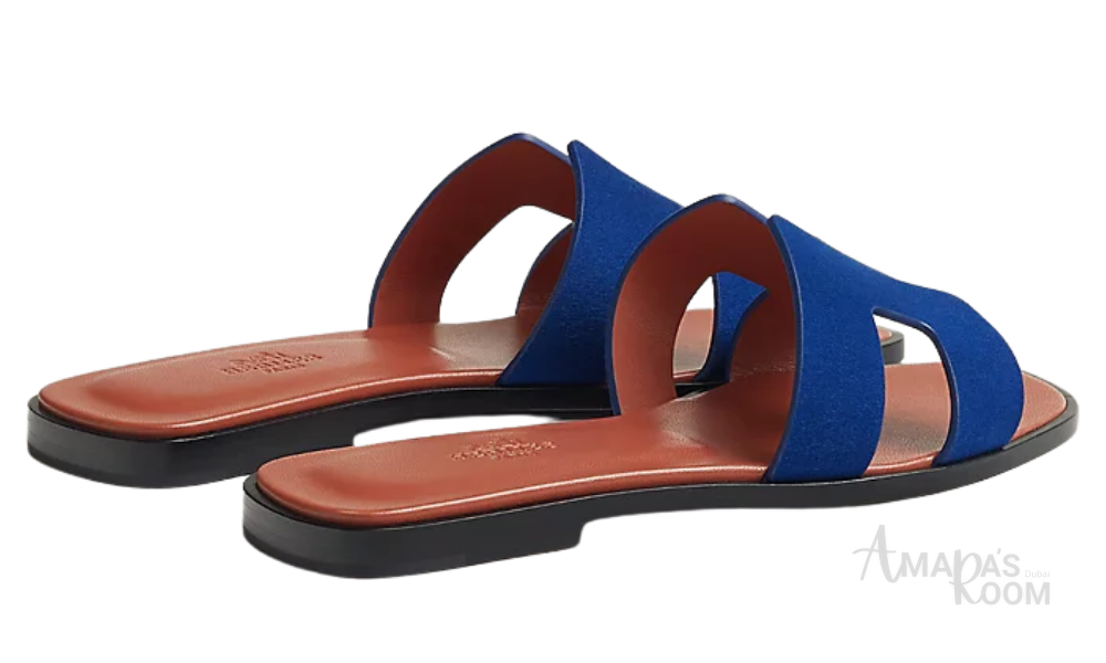 Oran Leather Slides – Cobalt Blue – Amara UAE image 3