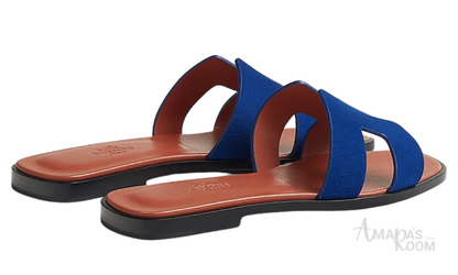 Oran Leather Slides – Cobalt Blue – Amara UAE image 3