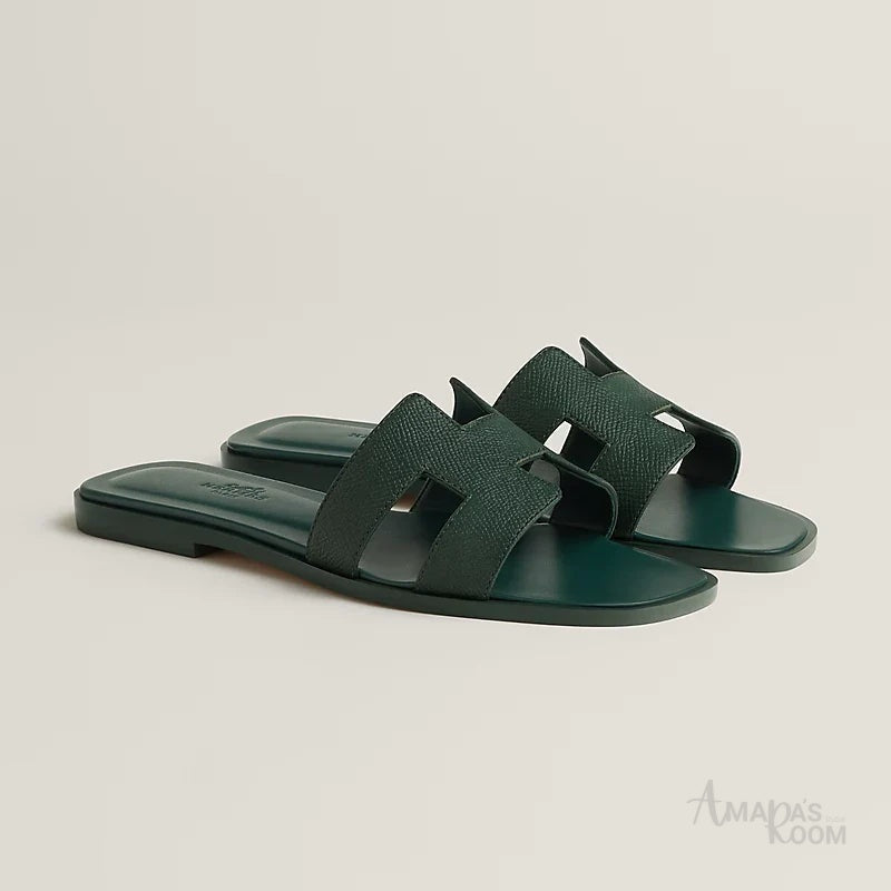 Oran Calfskin Slides – Emerald Green – Amara UAE image 3