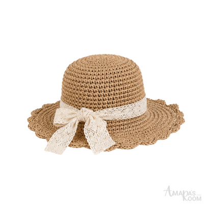 Miu Miu Crochet Straw Sun Cap Natural Beige
