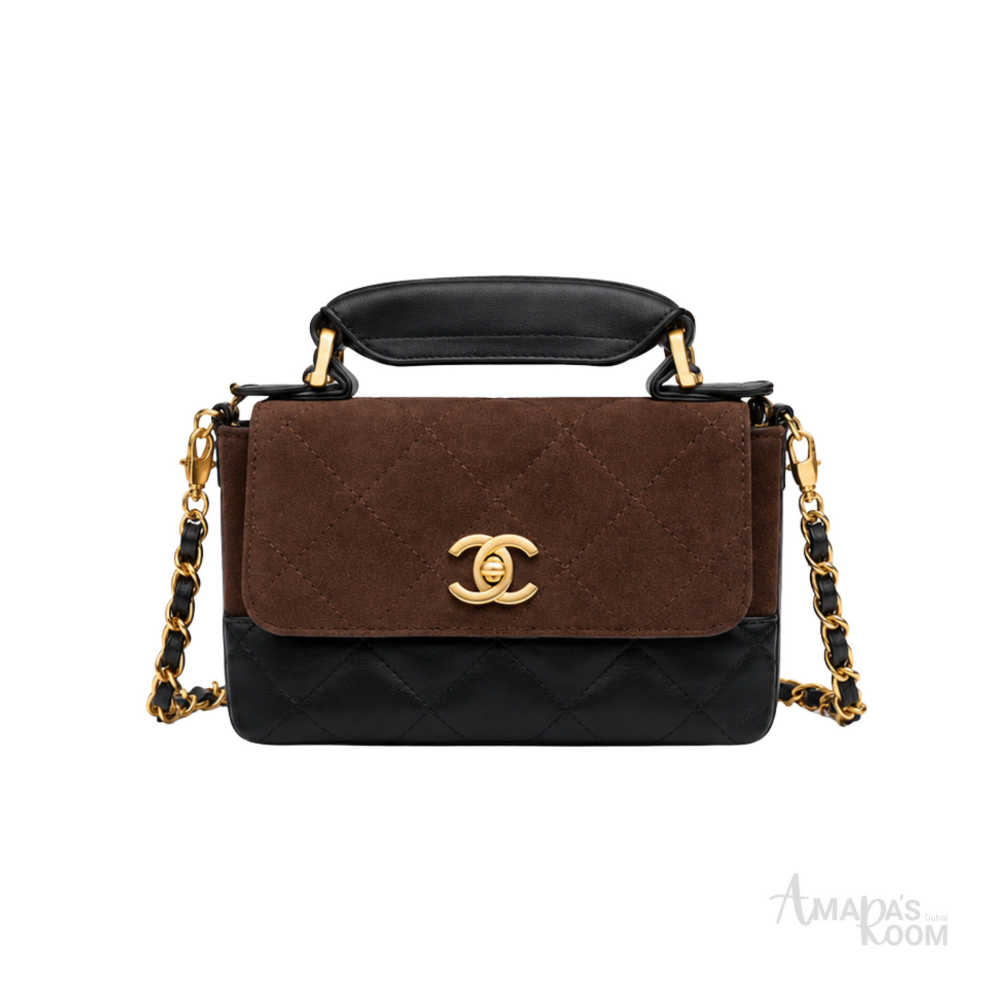 Chanel Brown Black Shiny Calfskin Bag - image 1