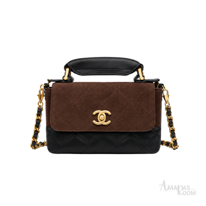 Chanel Brown Black Shiny Calfskin Bag - image 1