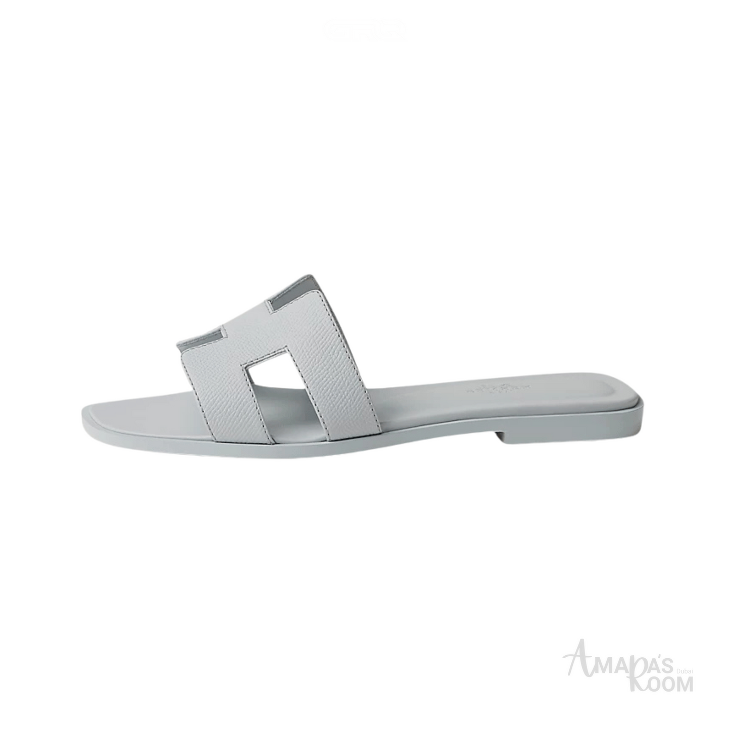 Oran Leather Slides – Ice White – Amara UAE