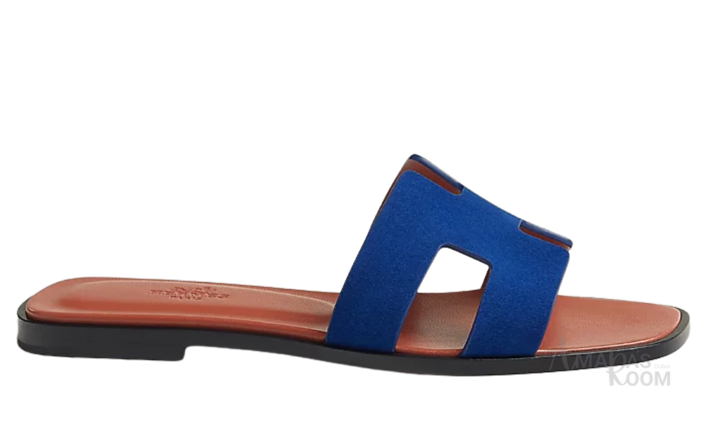 Oran Leather Slides – Cobalt Blue – Amara UAE