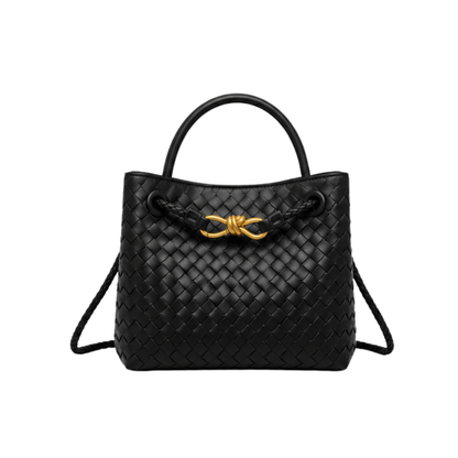 Bottega Veneta Black Woven Leather Top Handle Tote Bag