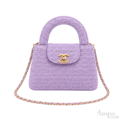 Chanel Mini Kelly Straw Purple Bag – product view