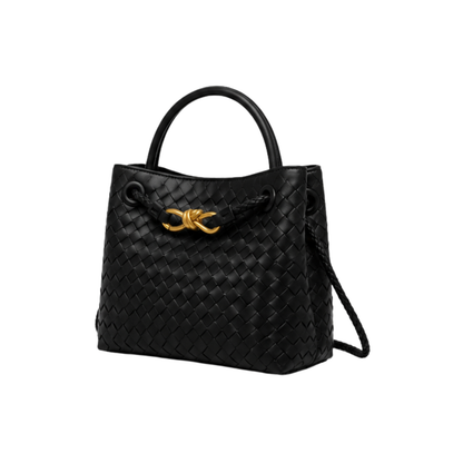 Bottega Veneta Black Woven Leather Top Handle Tote Bag