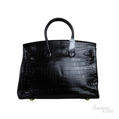 Hermès Bag | Birkin 35 Crocodile Black Gold Lock
