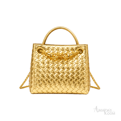 Bottega Veneta Small Andiamo Bag in Metallic Gold