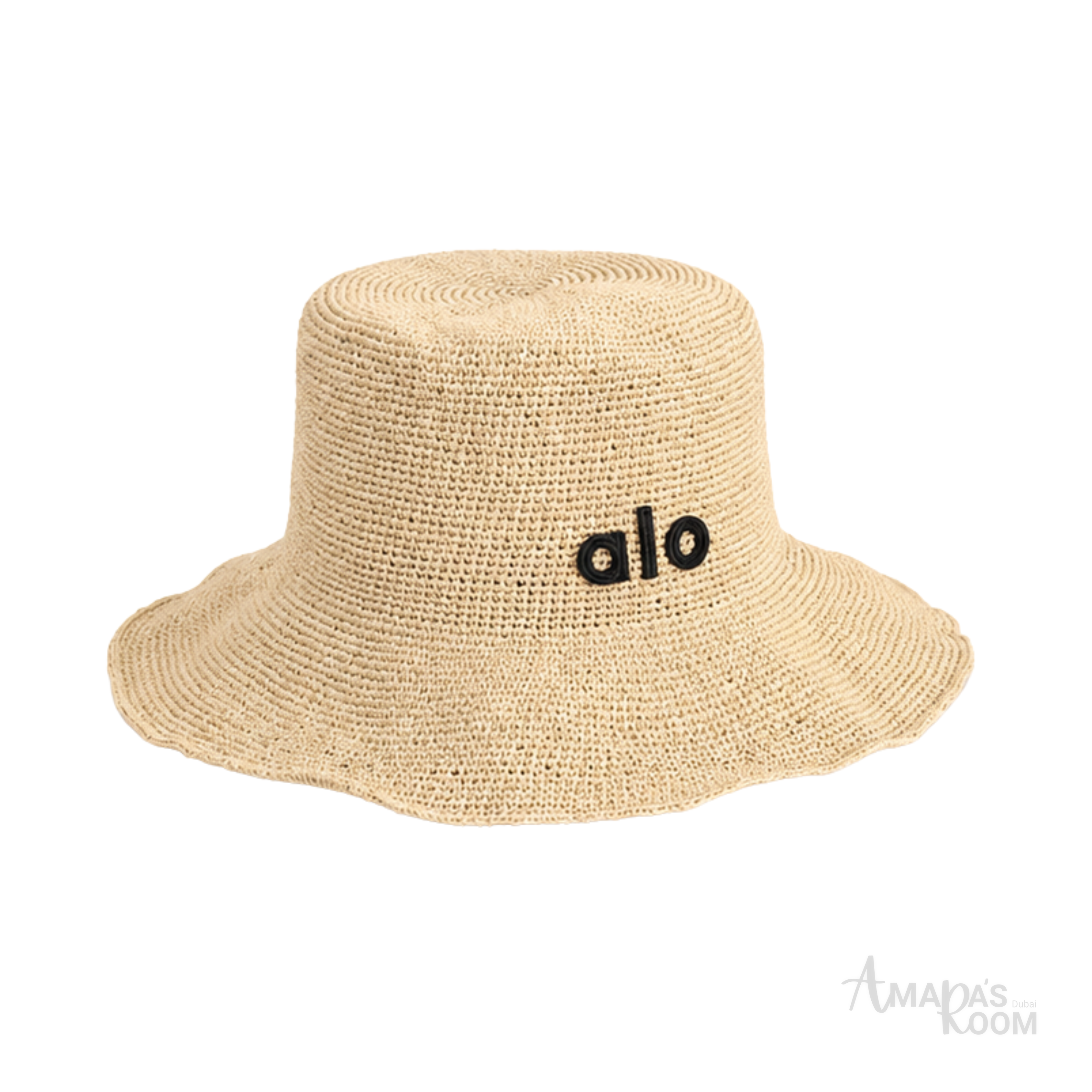 Alo Yoga Woven Raffia Bucket Hat Natural Beige – product view