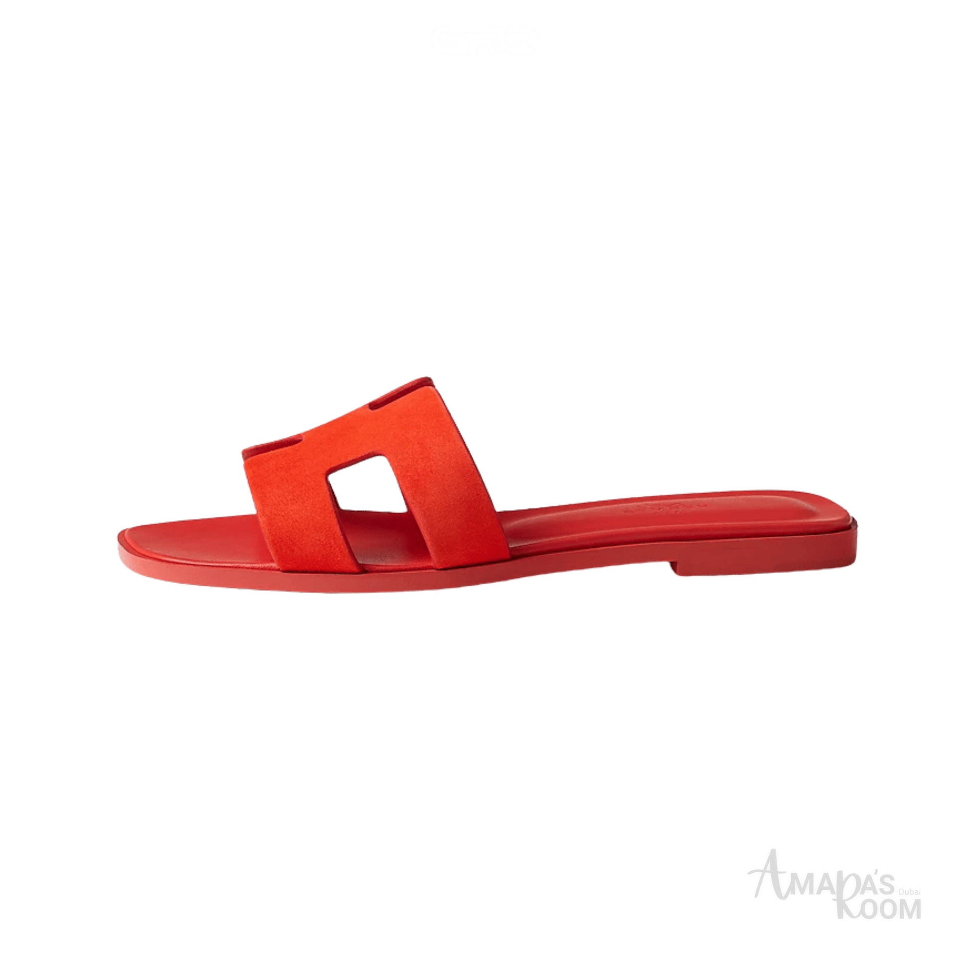Oran Leather Slides – Sunset Orange – Amara UAE