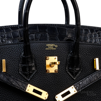 Hermès Bag | Birkin 25 Crocodile Black Gold Lock