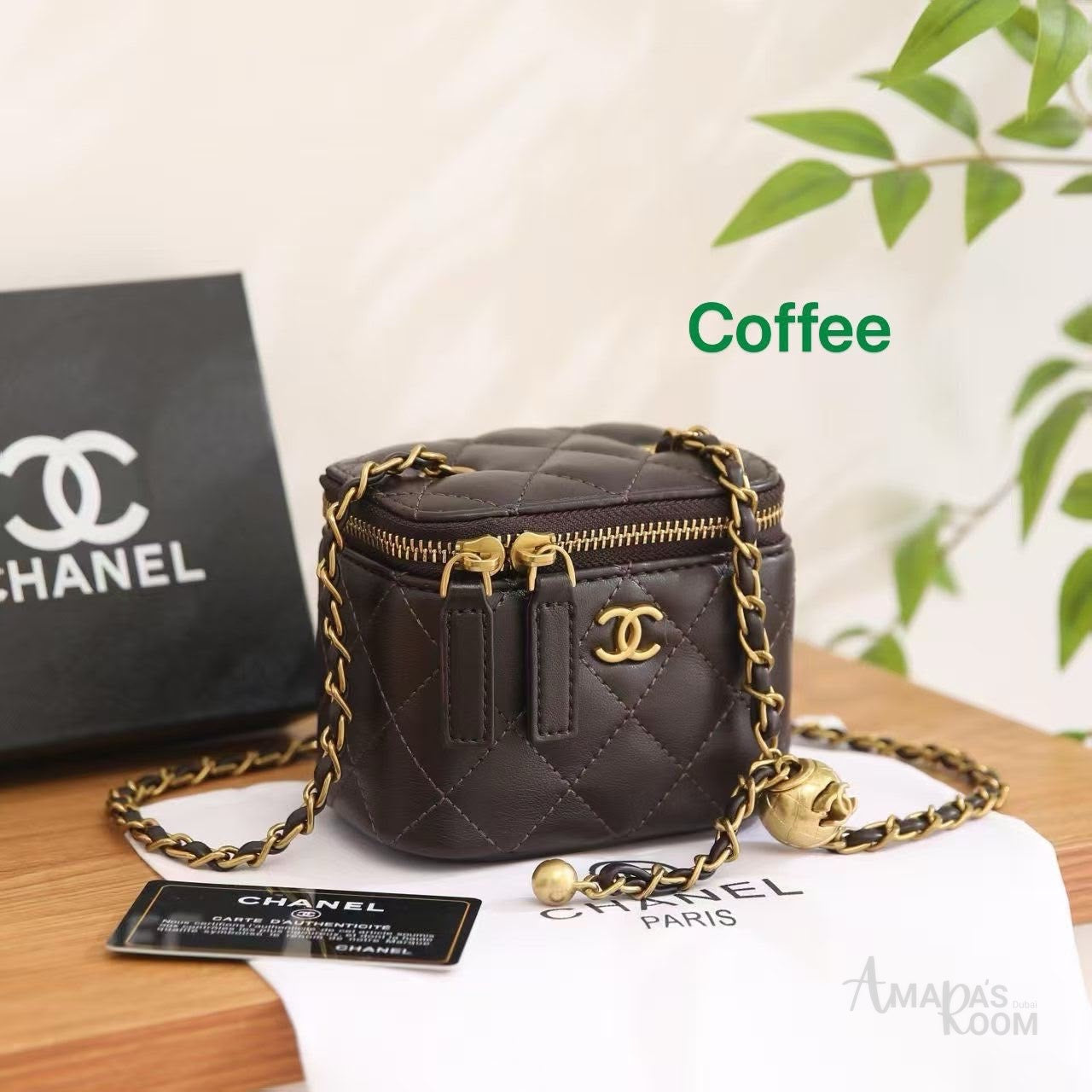 Chanel Bag Quilted Pearl Crush Mini Vanity Case Chain