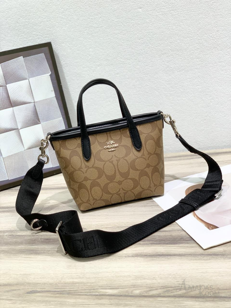 Coach Bag City Mini Tote Signature Canvas Black