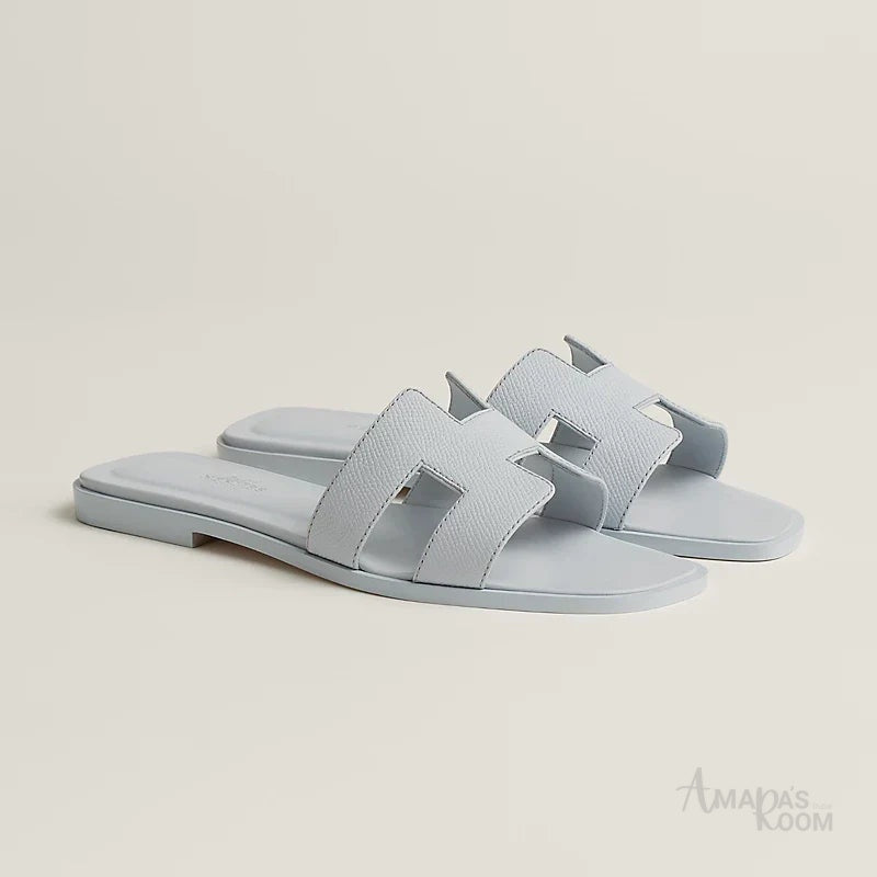 Oran Leather Slides – Ice White – Amara UAE image 2
