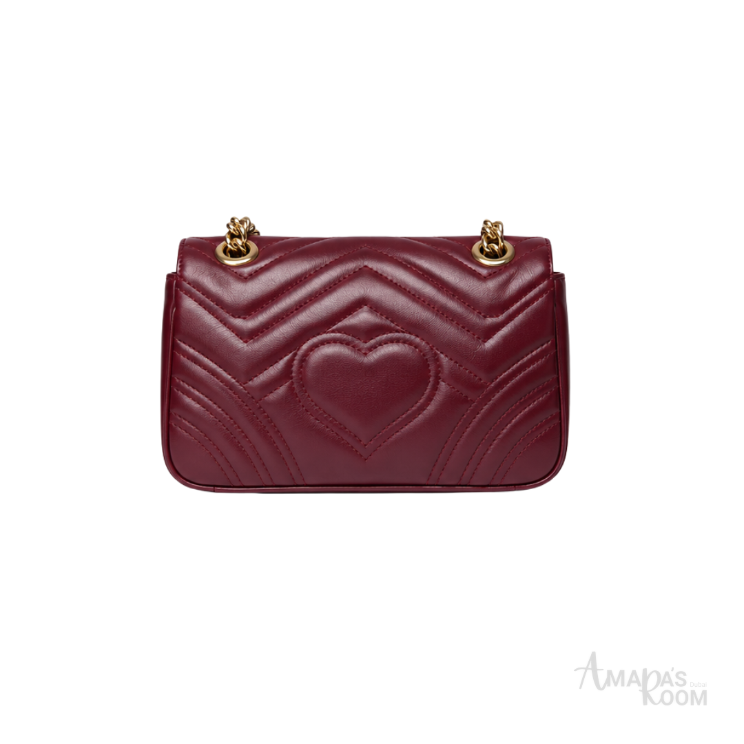 Gucci Marmont Matelassé Shoulder Burgundy Leather Bag