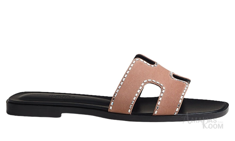 Oran Leather Slides – Pearl Pink – Amara UAE