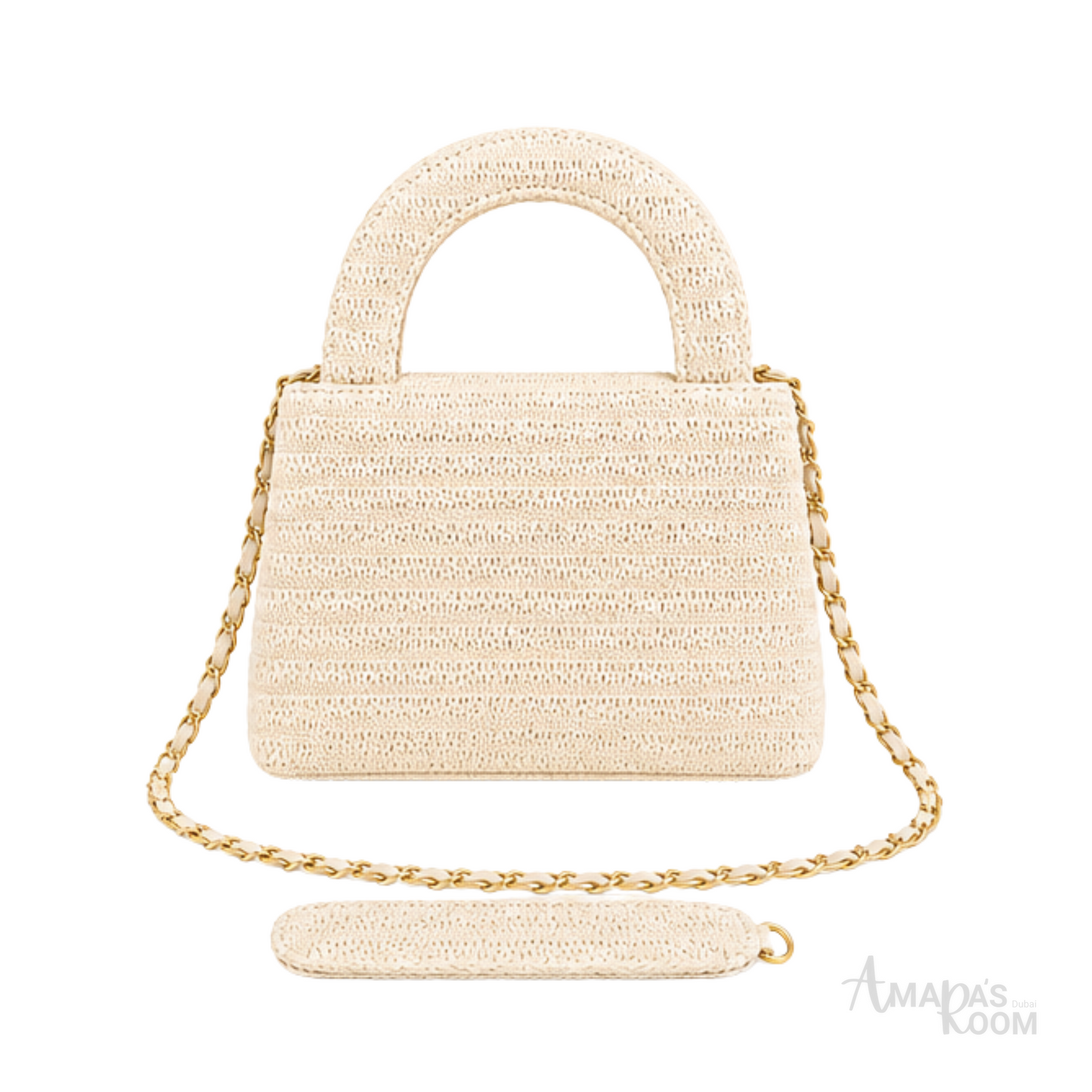 Chanel Mini Kelly Raffia Beige Bag