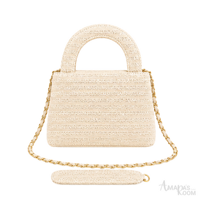 Chanel Mini Kelly Raffia Beige Bag
