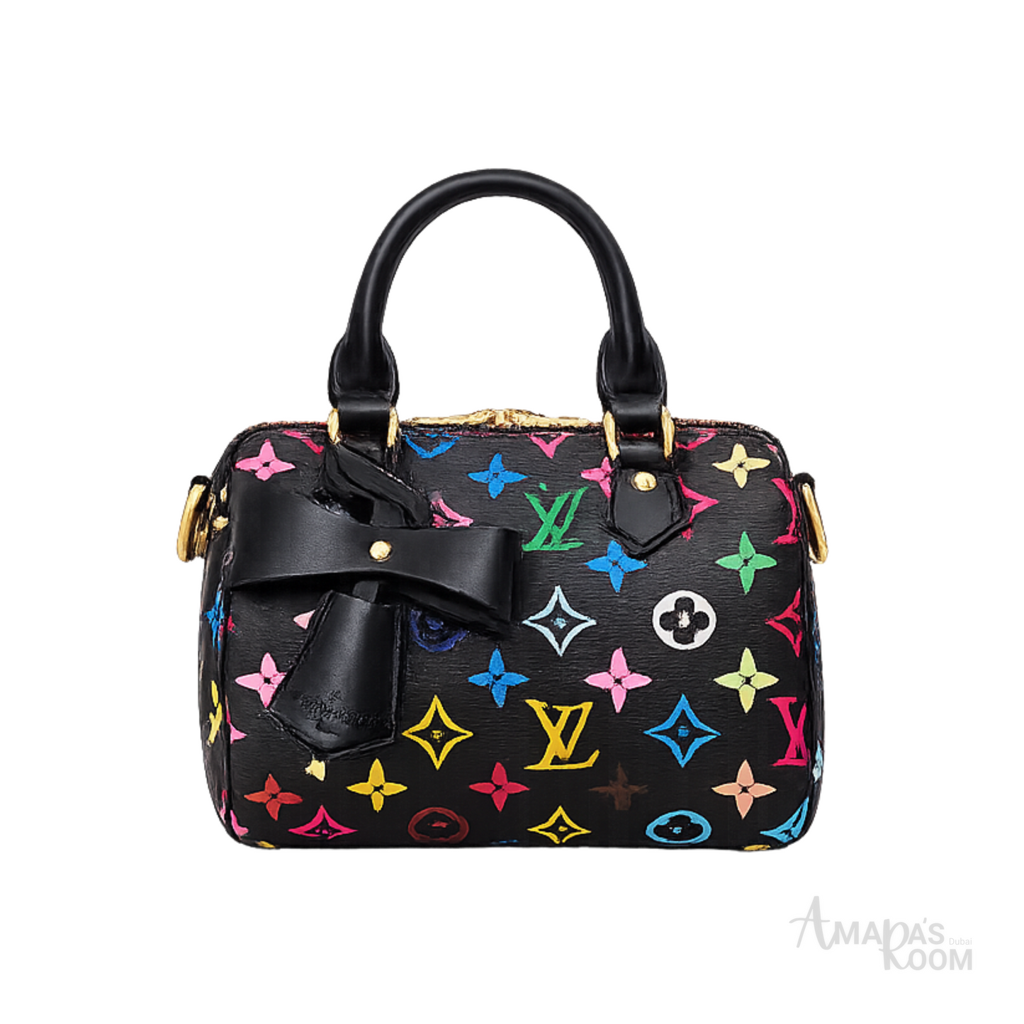 Louis Vuitton X Takashi Murakami Speedy Black Multicolor Monogram Bag – product view