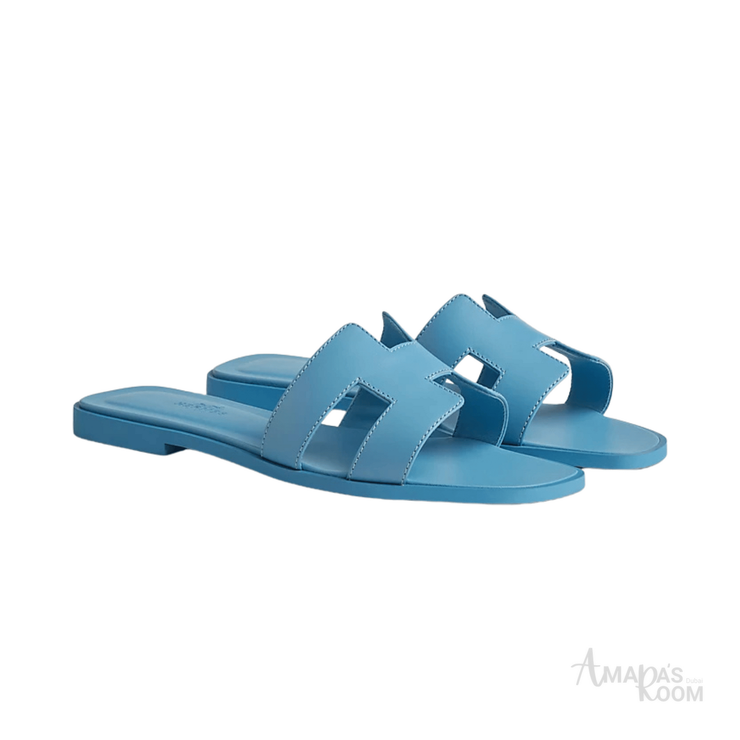 Oran Leather Slides – Turquoise – Amara UAE image 2