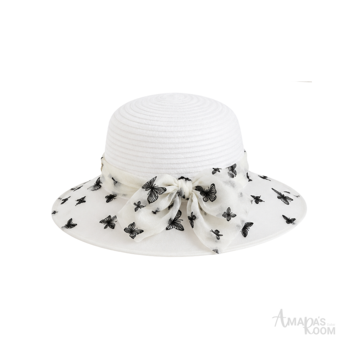 Dior D-Bobby Large Brim Butterfly Cap White Black